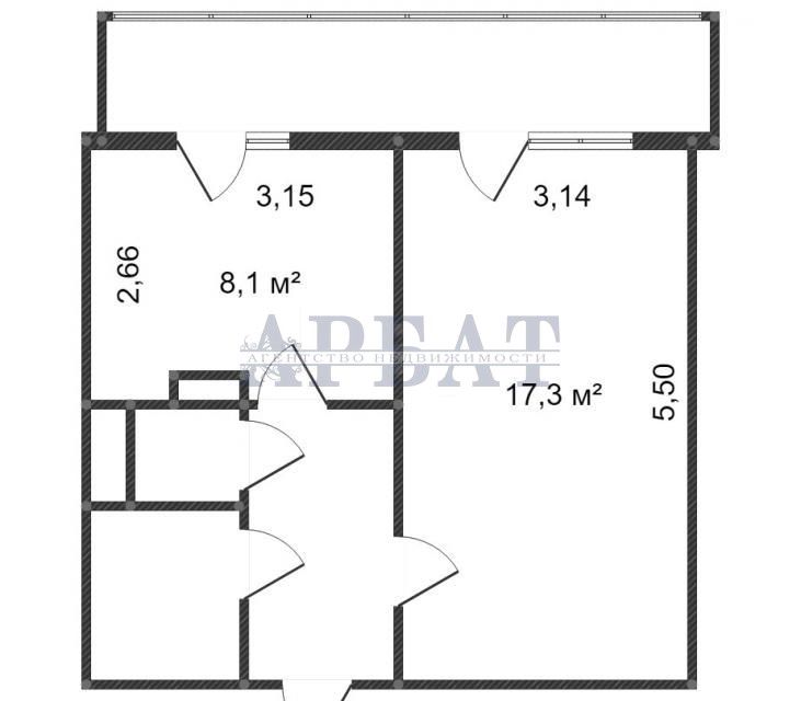 Продаётся 1-комнатная квартира, 33.3 м²